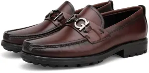 Men's Classic Leather Dress Loafers, Fashion Formal Handmade Buckle Bussiness Dress Shoes Party Slip-on Penny Loafer for Mens