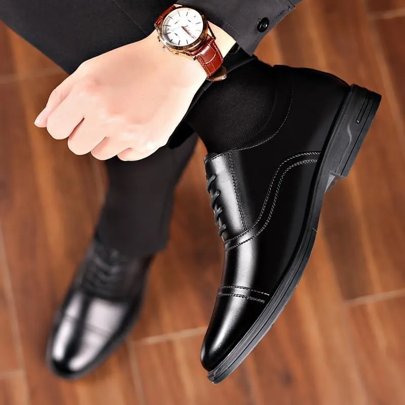 Men's Dress Loafer Shoes Casual Business Oxford Shoes for Men Genuine Leather Classic Lace Up Brogue