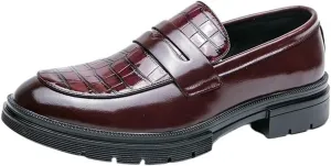 Mens Dress Shoes Shoes Dress Oxford for Men Slip On Round Toe Leather Solid Color Resistant Non Slip Anti-Slip Block Heel Walking