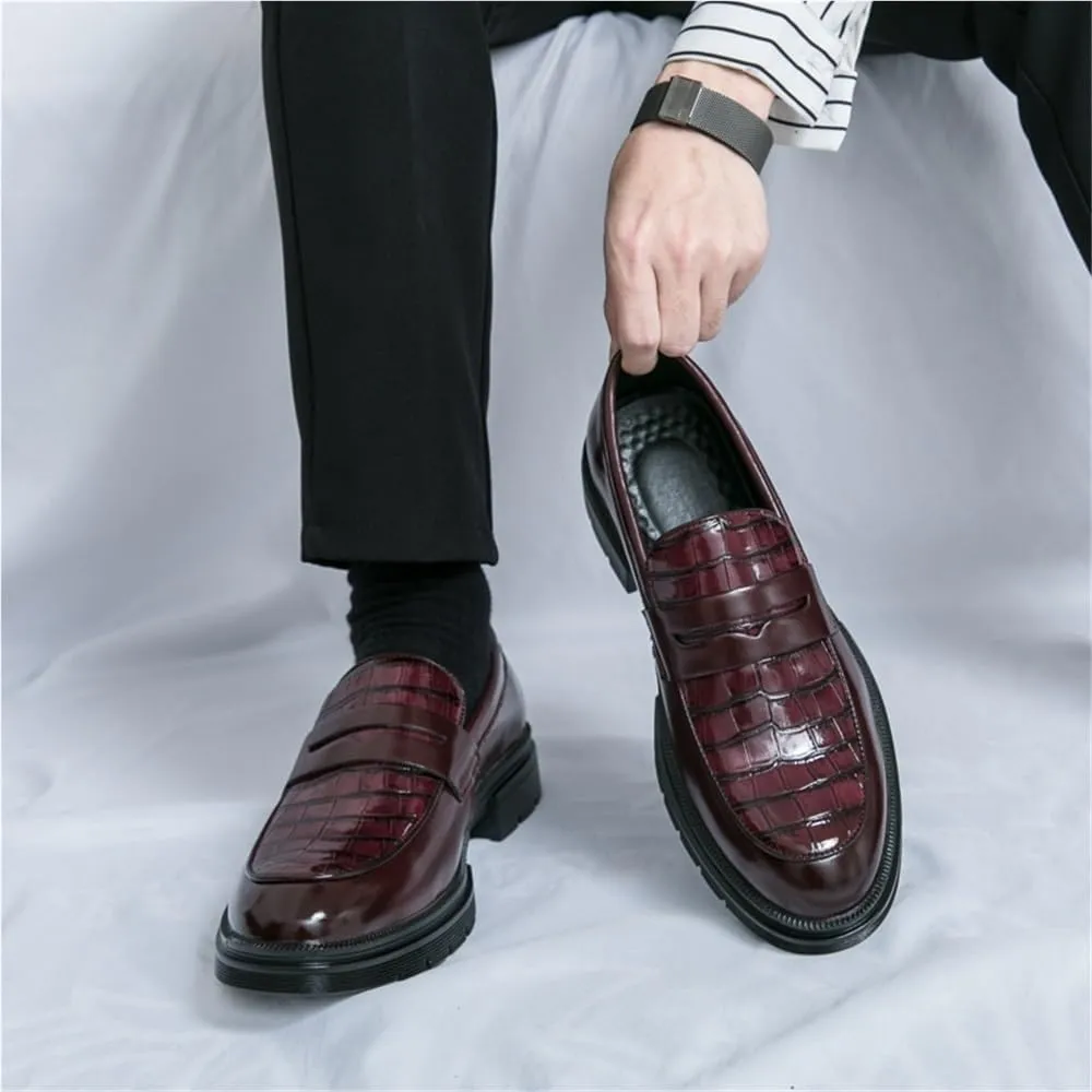 Mens Dress Shoes Shoes Dress Oxford for Men Slip On Round Toe Leather Solid Color Resistant Non Slip Anti-Slip Block Heel Walking