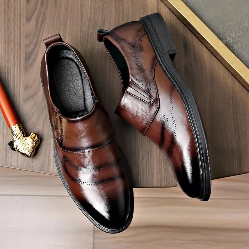 Men's Dress Shoes Slip On Pointed Toe Classic Formal Business Oxfords Shoes for Men