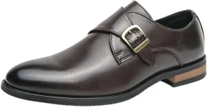 Mens Height Increasing Dress Shoes Italian Formal Oxford Slip On Pointed Toe PU Leather Brown Classic Elegant