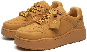 Men's Hiphop Chunky Fashion Sneaker - Lace Up Street Style Low Top Thick Sole Casual Comfortable Walking (Brown,8)