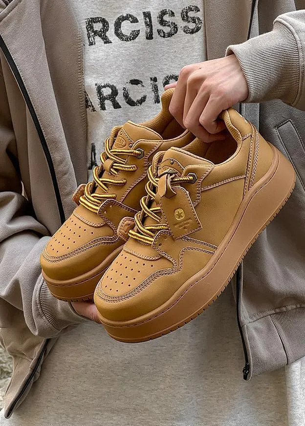 Men's Hiphop Chunky Fashion Sneaker - Lace Up Street Style Low Top Thick Sole Casual Comfortable Walking