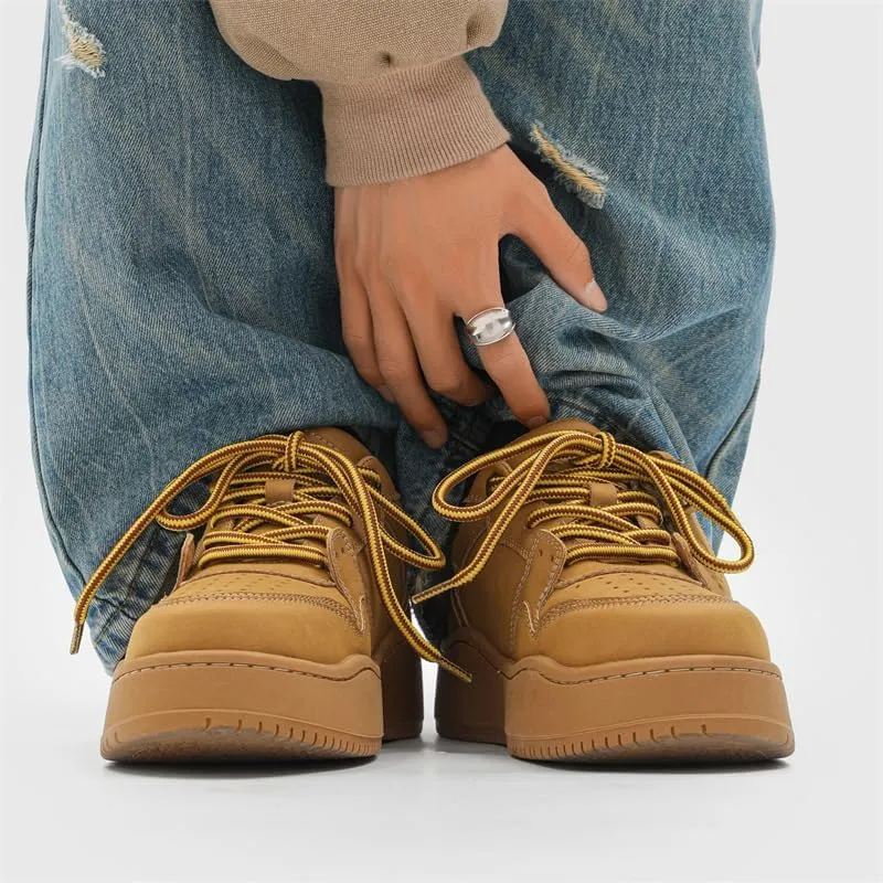 Men's Hiphop Chunky Fashion Sneaker - Lace Up Street Style Low Top Thick Sole Casual Comfortable Walking