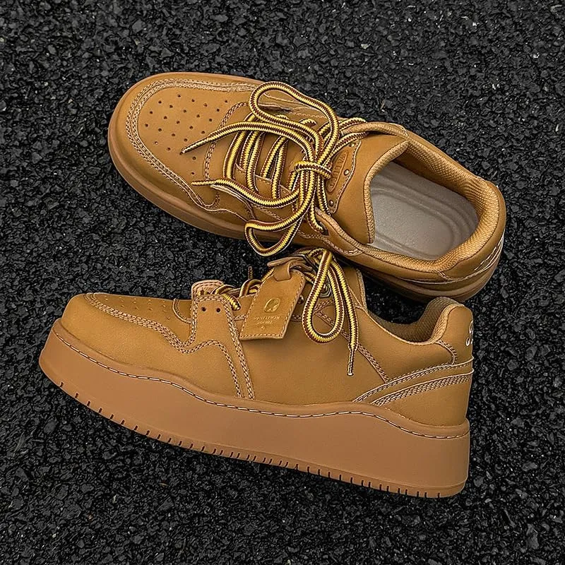Men's Hiphop Chunky Fashion Sneaker - Lace Up Street Style Low Top Thick Sole Casual Comfortable Walking