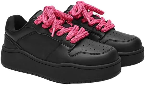 Men's Hiphop Chunky Fashion Sneaker - Lace Up Street Style Low Top Thick Sole Casual Comfortable Walking