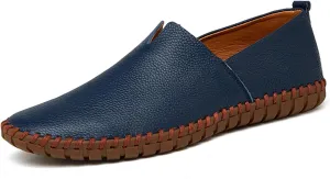 Men's Retro Hand-Stitched Leather Soft-Soled Loafers Fashion Casual Comfortable Soft Non-Slip Walking Shoes