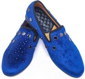 Mens Rhinestone Loafers Velvet Tuxedo Dress Shoes with Gold Plate Smoking Slippers Slip-On Penny Party Wedding Casual Shoes
