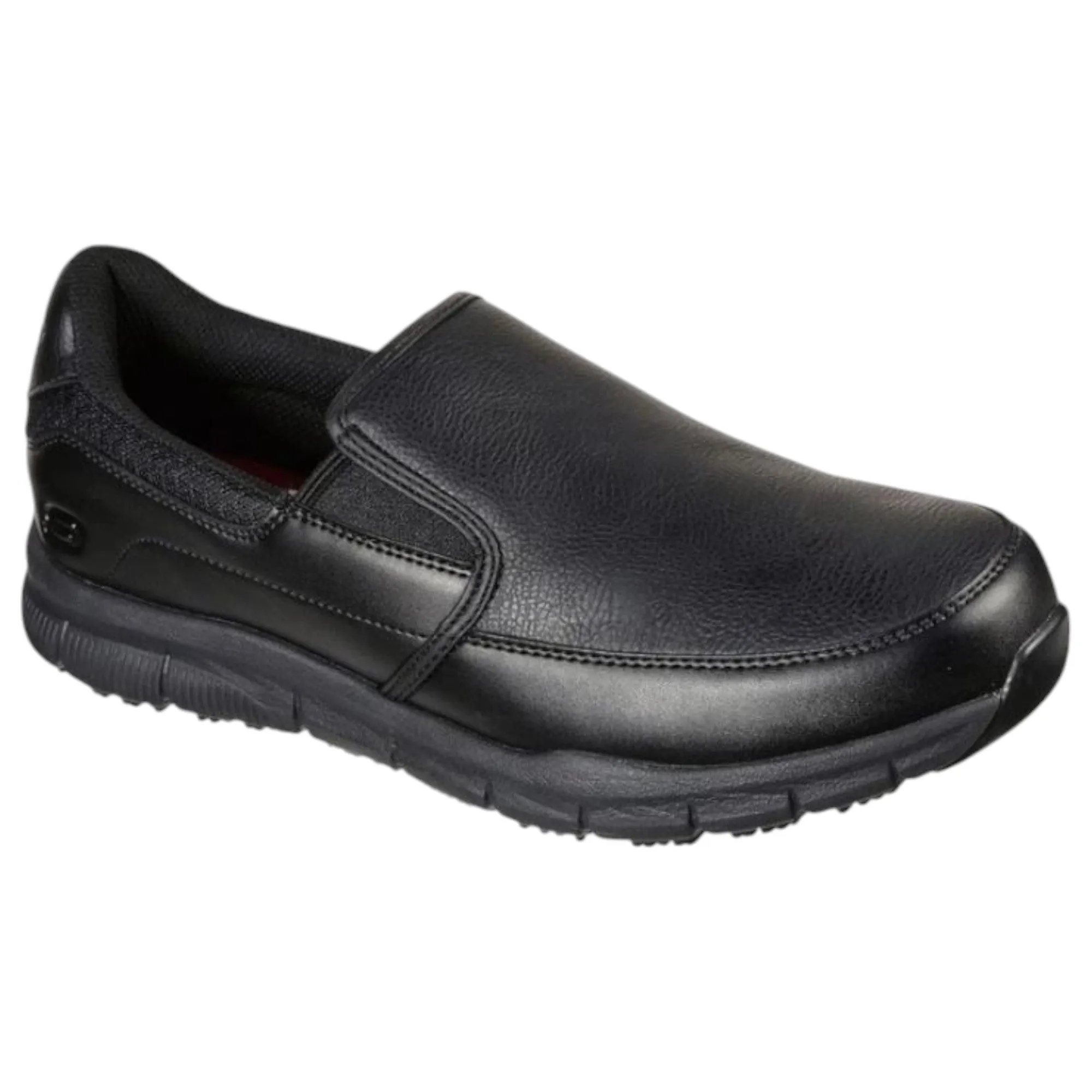 Mens Skechers Nampa - Groton Slip Resistant Wide Fit Shoes Black