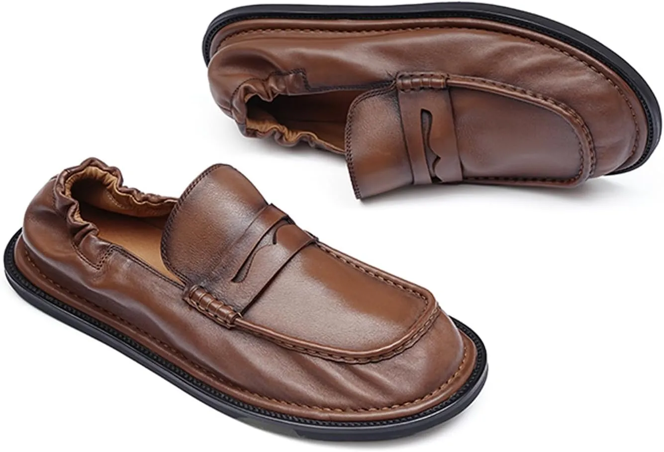 Men’s Slip-On Penny Loafers Dress Shoes – Soft Genuine Leather Moc Toe Mocasines with Non-Slip Sole, Comfortable Business Casual Mules & Clogs for Daily Wear and Travel