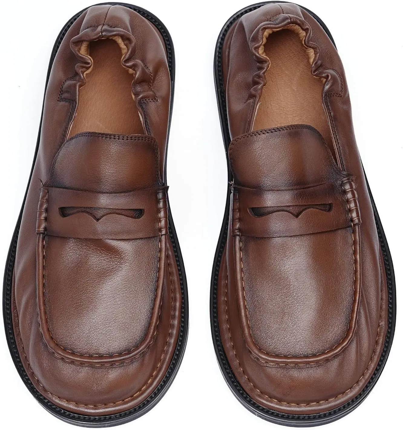 Men’s Slip-On Penny Loafers Dress Shoes – Soft Genuine Leather Moc Toe Mocasines with Non-Slip Sole, Comfortable Business Casual Mules & Clogs for Daily Wear and Travel