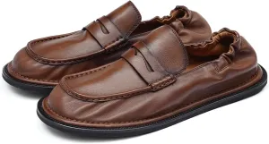 Men’s Slip-On Penny Loafers Dress Shoes – Soft Genuine Leather Moc Toe Mocasines with Non-Slip Sole, Comfortable Business Casual Mules & Clogs for Daily Wear and Travel