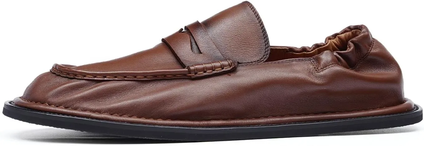 Men’s Slip-On Penny Loafers Dress Shoes – Soft Genuine Leather Moc Toe Mocasines with Non-Slip Sole, Comfortable Business Casual Mules & Clogs for Daily Wear and Travel