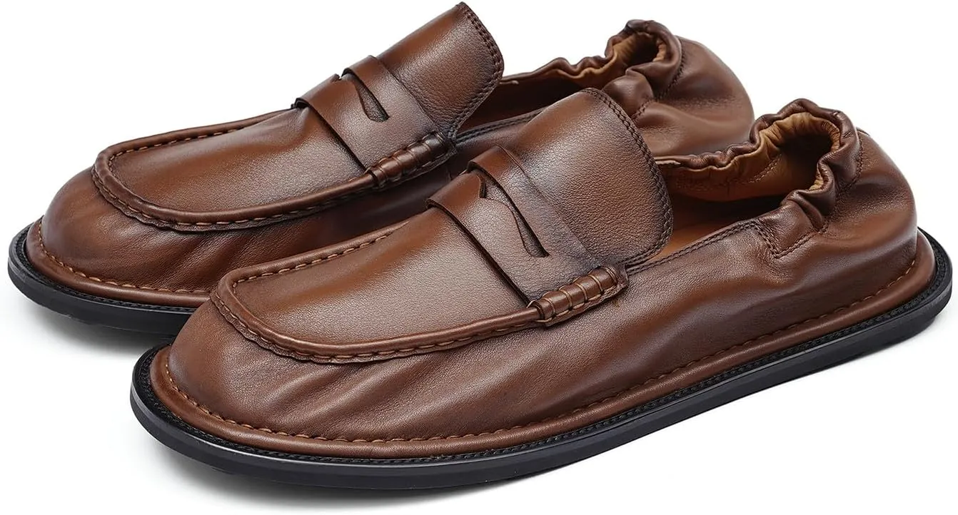 Men’s Slip-On Penny Loafers Dress Shoes – Soft Genuine Leather Moc Toe Mocasines with Non-Slip Sole, Comfortable Business Casual Mules & Clogs for Daily Wear and Travel