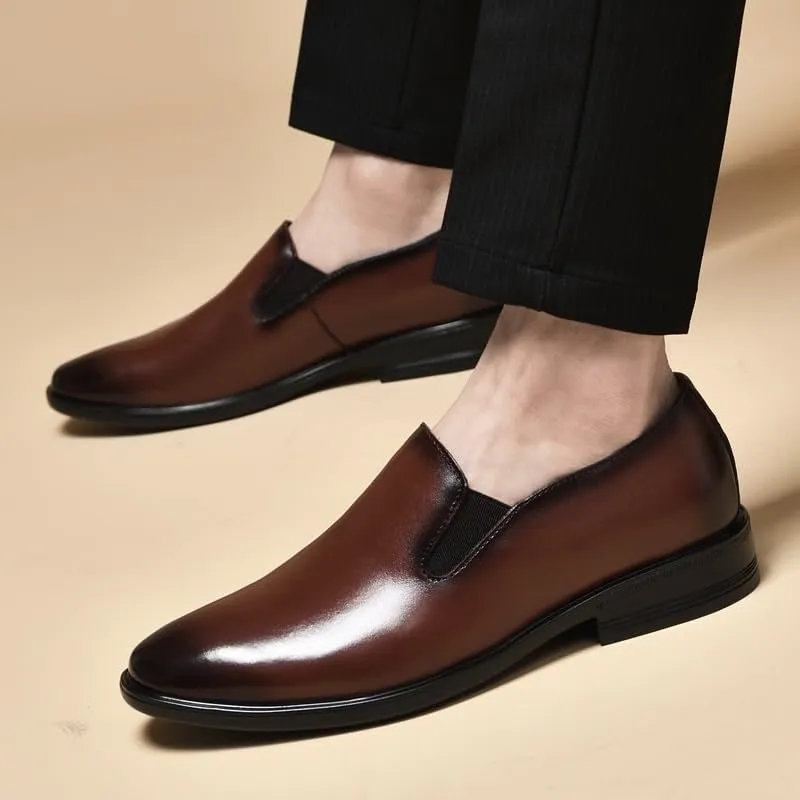 Men's Slip-On Wingtip Oxford Shoes - Lightweight Formal Leather Dress Sneakers for Business & Casual Wear