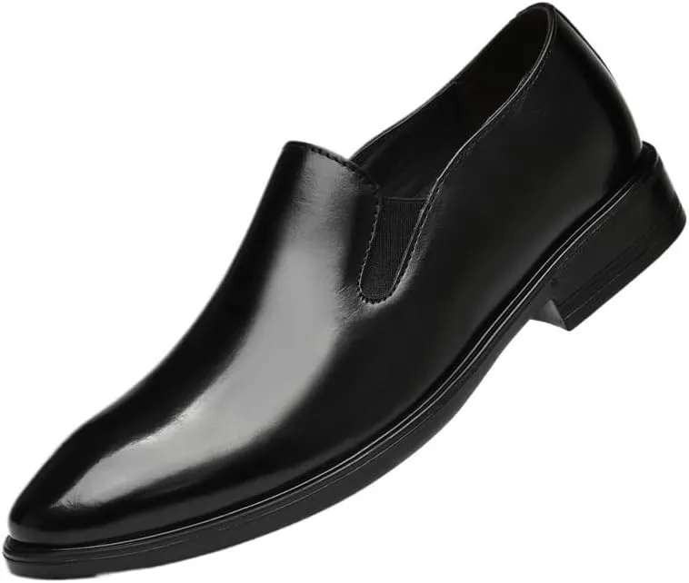 Men's Slip-On Wingtip Oxford Shoes - Lightweight Formal Leather Dress Sneakers for Business & Casual Wear