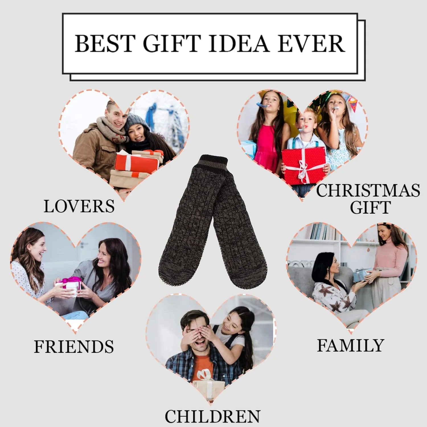 Men's Slipper Socks, Winter Cable Knit Non-Skid Warm Slipper Socks, Cozy Soft Indoor Socks with Fluffy Sherpa Lined