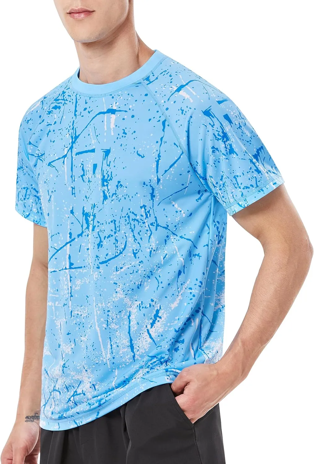 Men's Swim Shirts Rash Guard Short Sleeve UPF 50  UV Sun Protection SPF Shirt Quick Dry Swimming Fishing Water Beach T Shirts