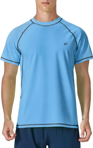 Men's Swim Shirts Rash Guard Short Sleeve UPF 50  UV Sun Protection SPF Shirt Quick Dry Swimming Fishing Water Beach T Shirts