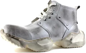 Mens Vintage Moto Boots Combat Hiking Retro Casual Shoes Cowhide Leather Ankle Chukka Boots CD-5008-S-1-Brown-Black