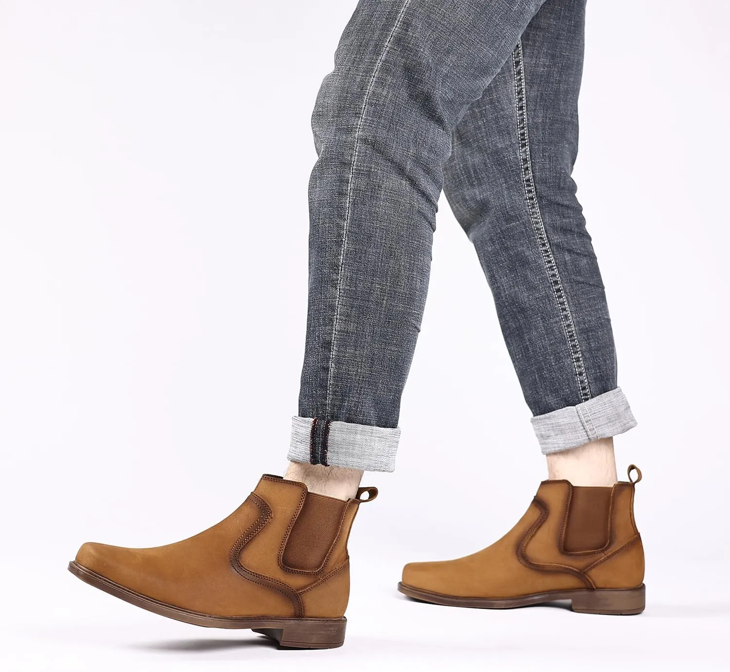 Men's Western Chelsea Cowboy Boots Square Toe, All-Weather Slip-On Work & Casual Boots for Ultimate Comfort & Durability