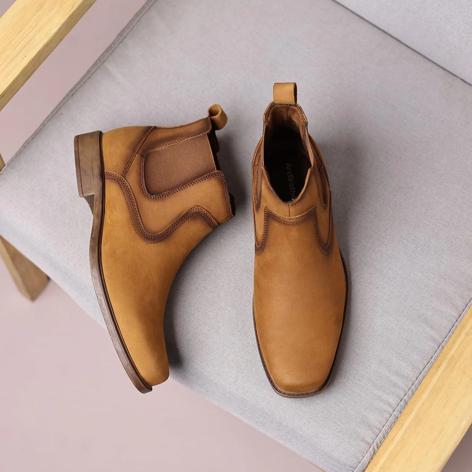 Men's Western Chelsea Cowboy Boots Square Toe, All-Weather Slip-On Work & Casual Boots for Ultimate Comfort & Durability