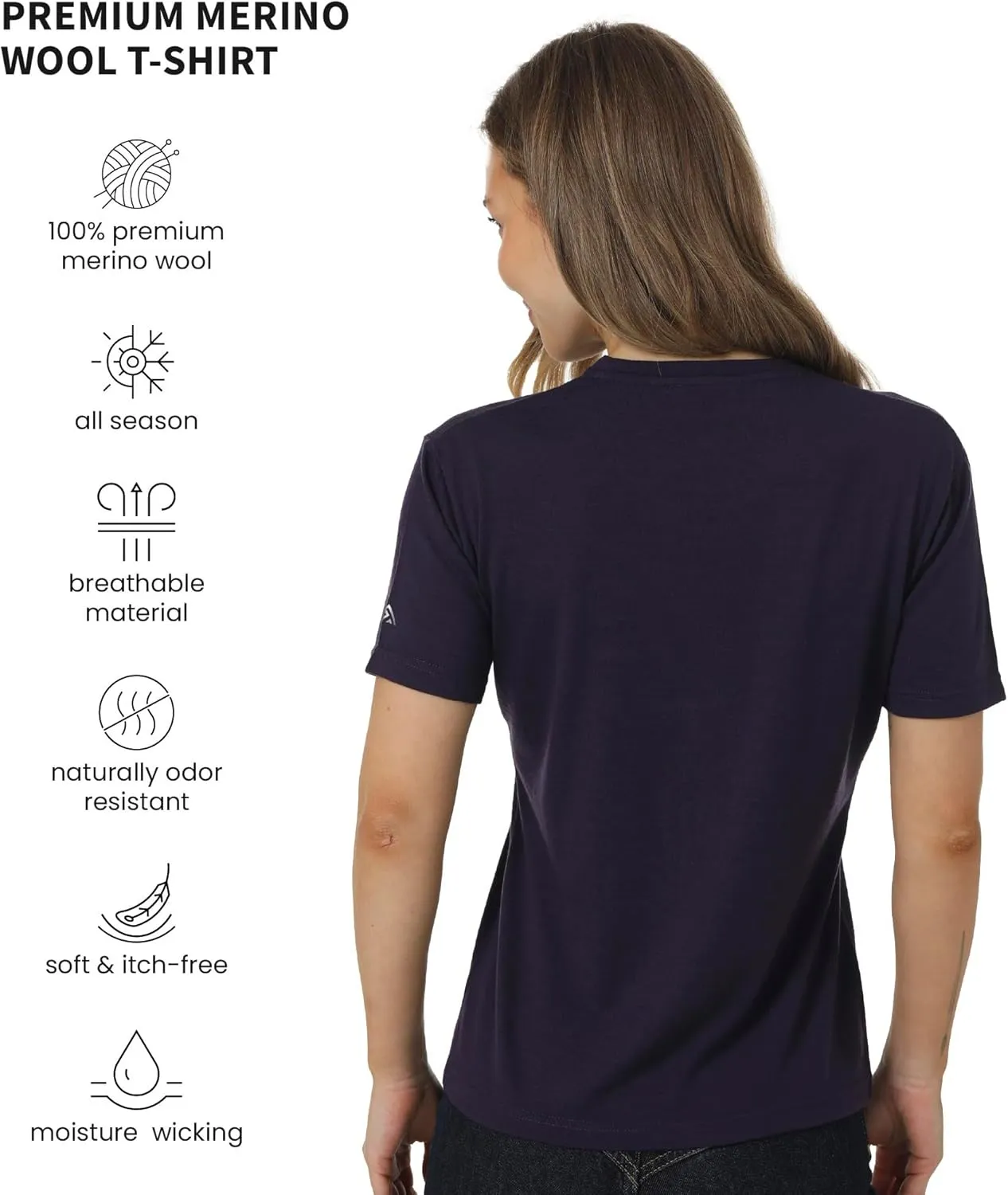 Merino.tech Merino Wool T Shirt Women - 100% Merino Wool Base Layer Women Short Sleeve Moisture-Wicking Tee and Hiking Socks