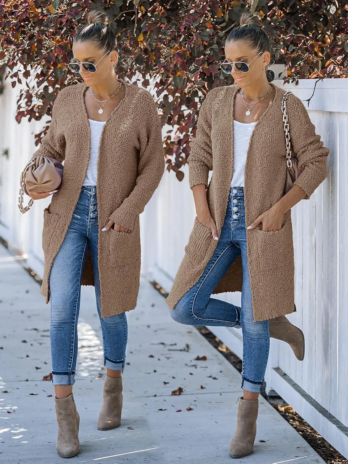 MEROKEETY Women's Long Sleeve Soft Chunky Knit Sweater Open Front Cardigans Outwear Coat