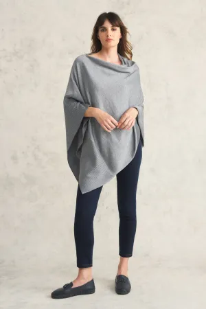 Metallic Merino Poncho - Metallic Silver