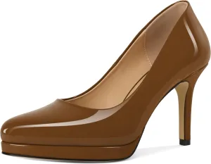 Mettesally Women High Heels Platform Pumps Stilettos Slip-on Fashion Daily Office Women Shoes 3.5 Inches