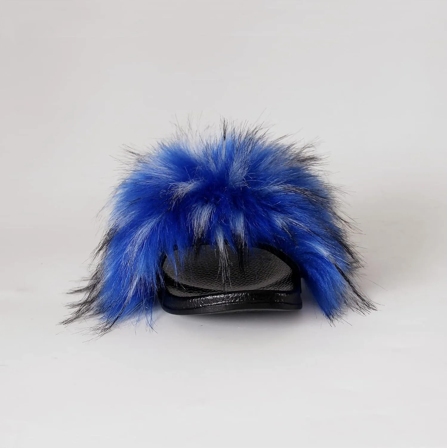MH Bailment Womens Furry Fluffy Slippers Faux Fur House Slippers Open Toe Fuzzy Slides Soft Flat Slip On Sandals for Indoor Outdoor