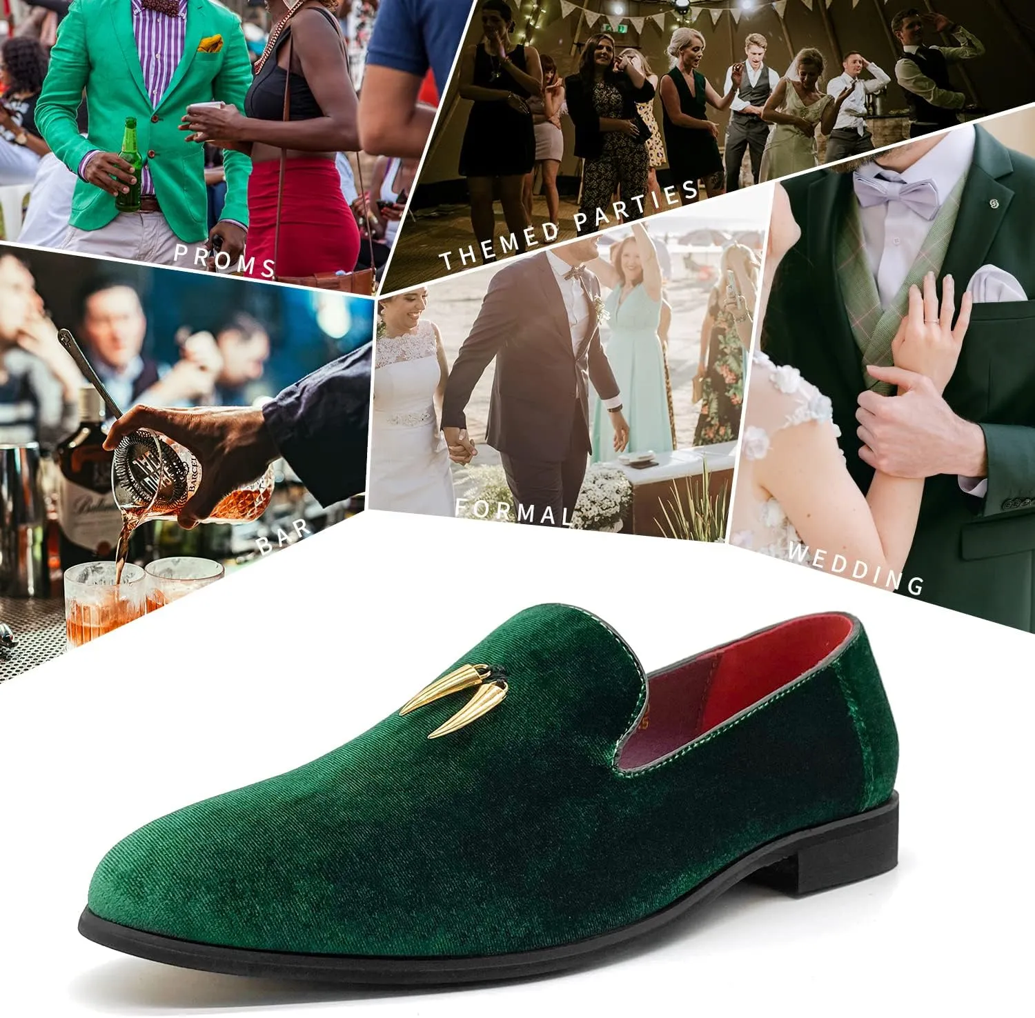 MHB Men's Penny Slip-On Velvet Loafer Suede Dress Shoes Glitter Smoking Slipper