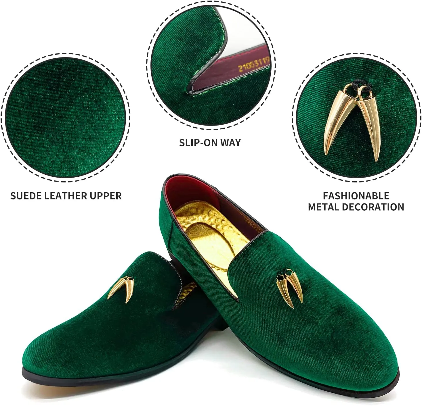MHB Men's Penny Slip-On Velvet Loafer Suede Dress Shoes Glitter Smoking Slipper