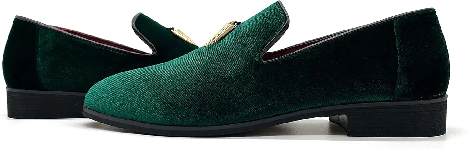 MHB Men's Penny Slip-On Velvet Loafer Suede Dress Shoes Glitter Smoking Slipper