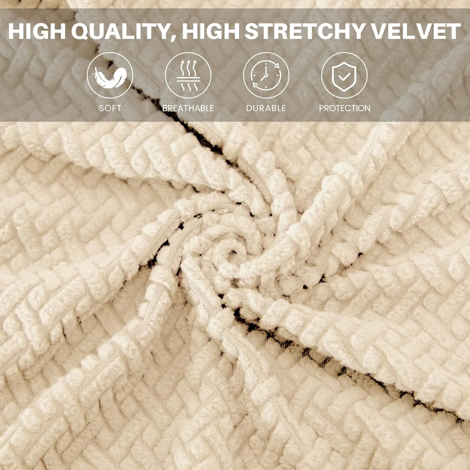 MIFXIN Armless Accent Chair Cover Knitted Stretch Slipper Chair Couch Slipcover Removable Washable Furniture Protector Covers for Living Room Bedroom Hotel (Jacquard Beige)