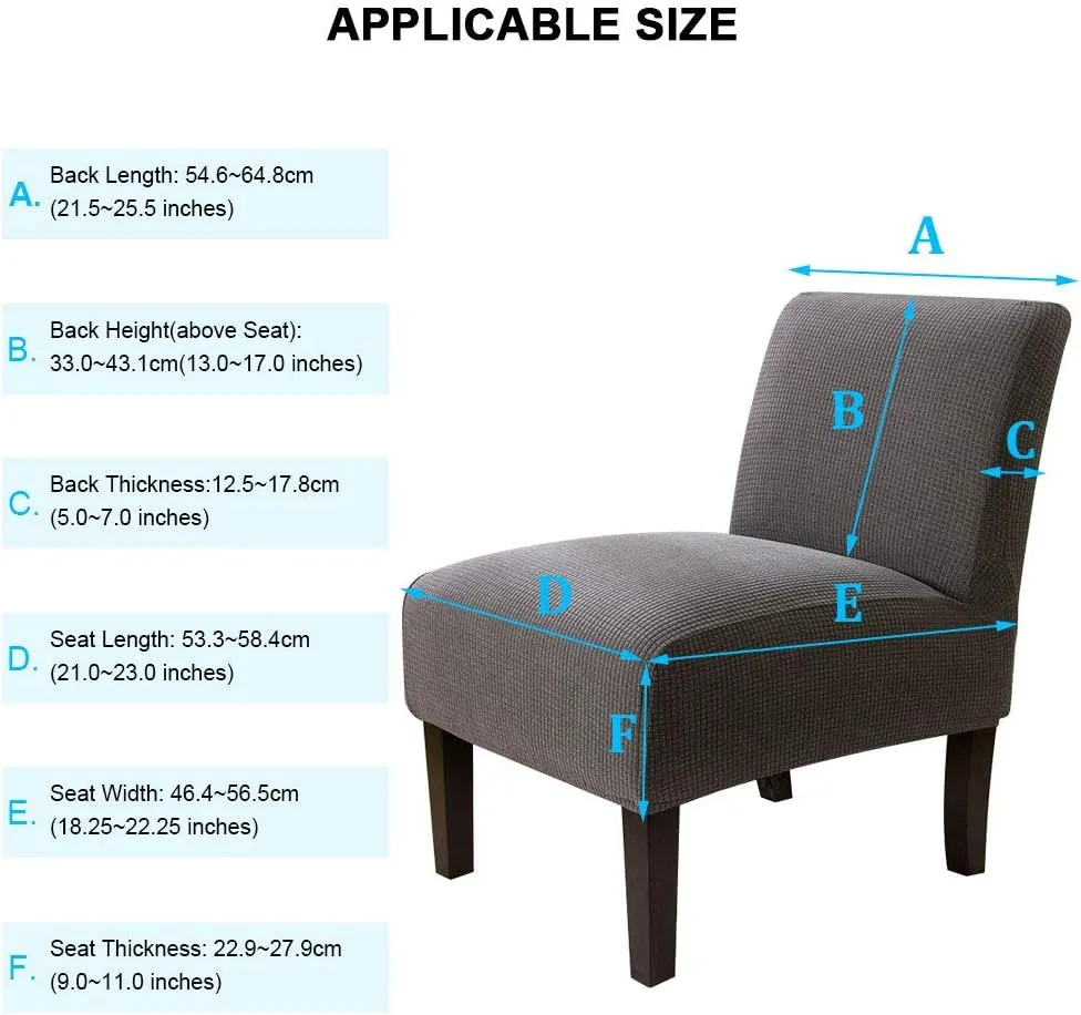 MIFXIN Armless Accent Chair Cover Stretch Jacquard Slipper Chair Slipcover Removable Washable Chair Furniture Protector for Living Room Bedroom Hotel (Silver Grey, 2 Pack)