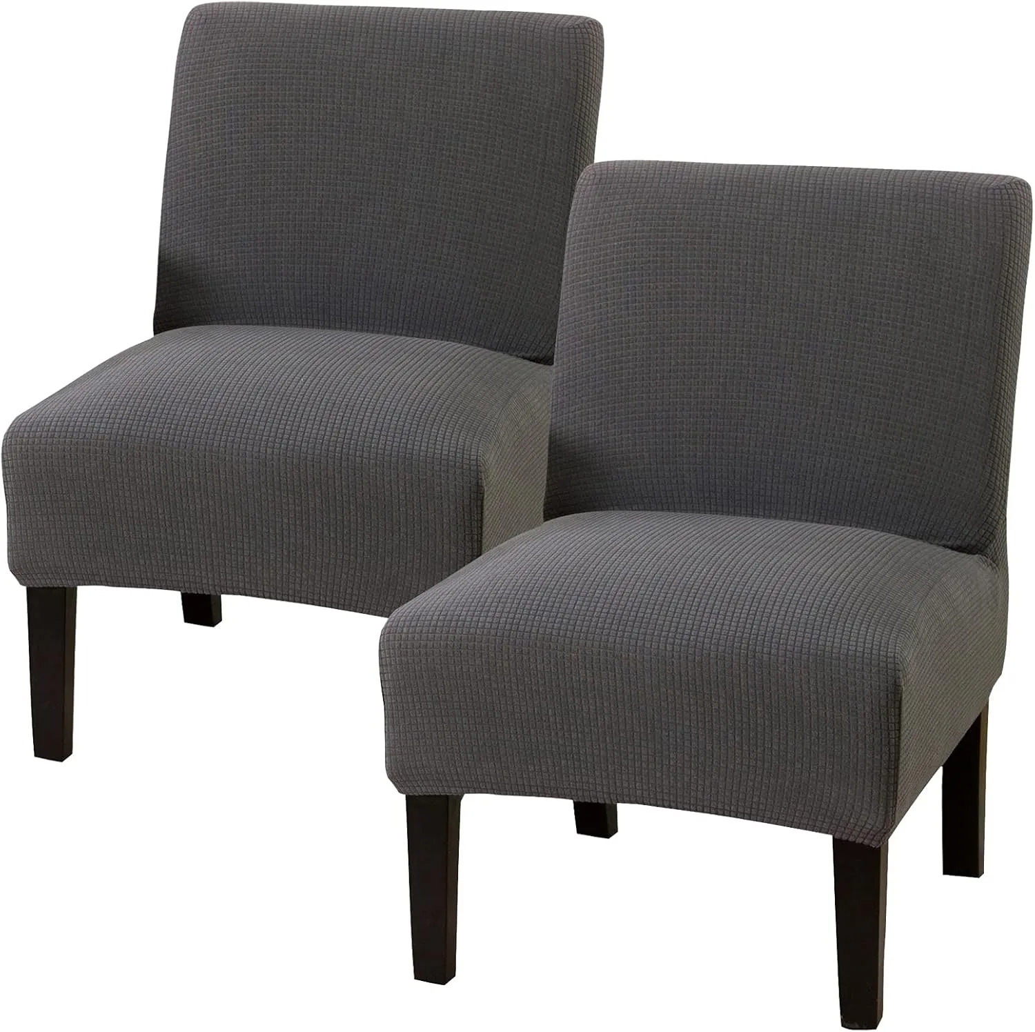 MIFXIN Armless Accent Chair Cover Stretch Jacquard Slipper Chair Slipcover Removable Washable Chair Furniture Protector for Living Room Bedroom Hotel (Silver Grey, 2 Pack)