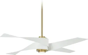 MINKA-AIRE F903L-SBR/WHF Artemis IV 64" Ceiling Fan with LED Light and DC Motor in Soft Brass/Flat White Finish