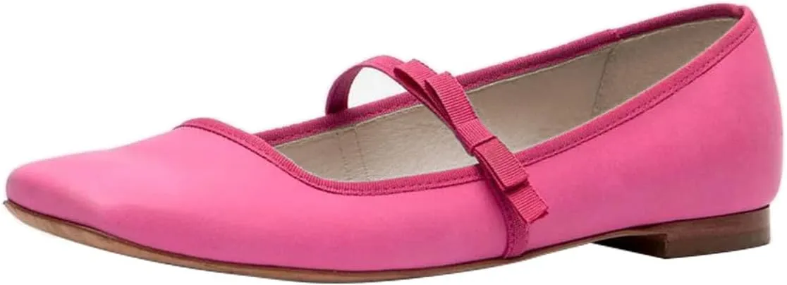 miss left Women Lovely Single Elastic Strap Flat Mary Janes Square Toe Comfortable Office Party Dress Shoes Size 4-16 US