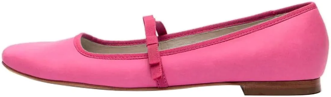 miss left Women Lovely Single Elastic Strap Flat Mary Janes Square Toe Comfortable Office Party Dress Shoes Size 4-16 US
