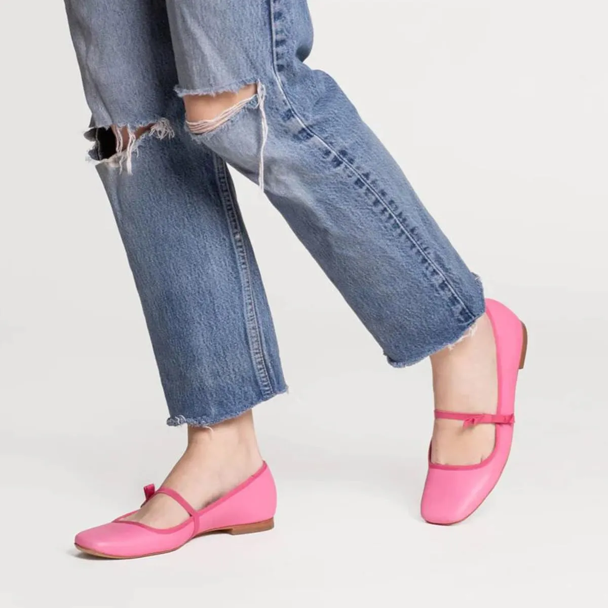 miss left Women Lovely Single Elastic Strap Flat Mary Janes Square Toe Comfortable Office Party Dress Shoes Size 4-16 US