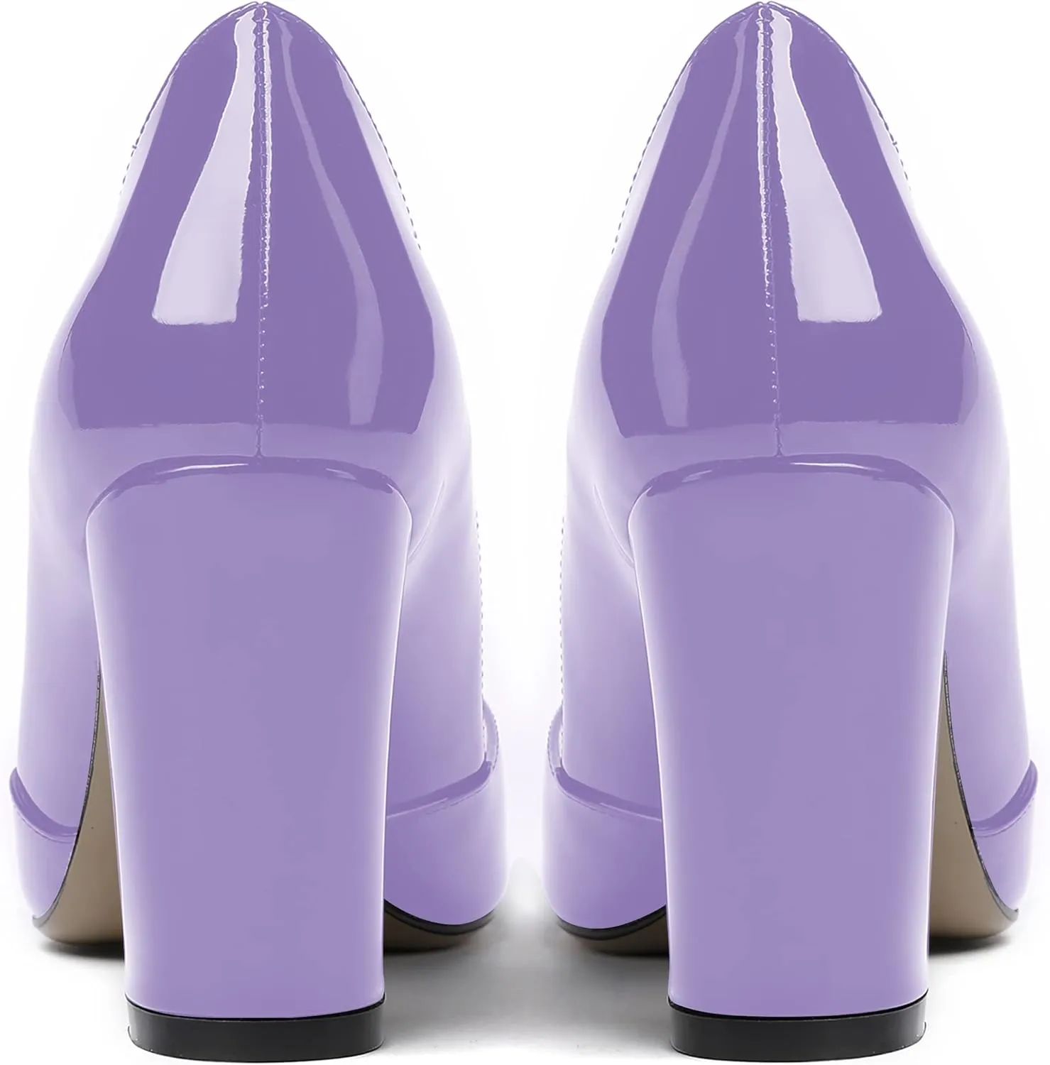 MODENCOCO Women's Pointed Toe Slip On Patent Cut Out Block High Heel Pumps Shoes 3.5 Inch