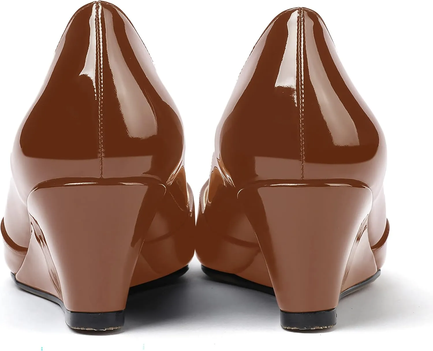MODENCOCO Women's Slip On Professional Office Pointed Toe Patent Wedge Low Heel Pumps Shoes 2 Inch