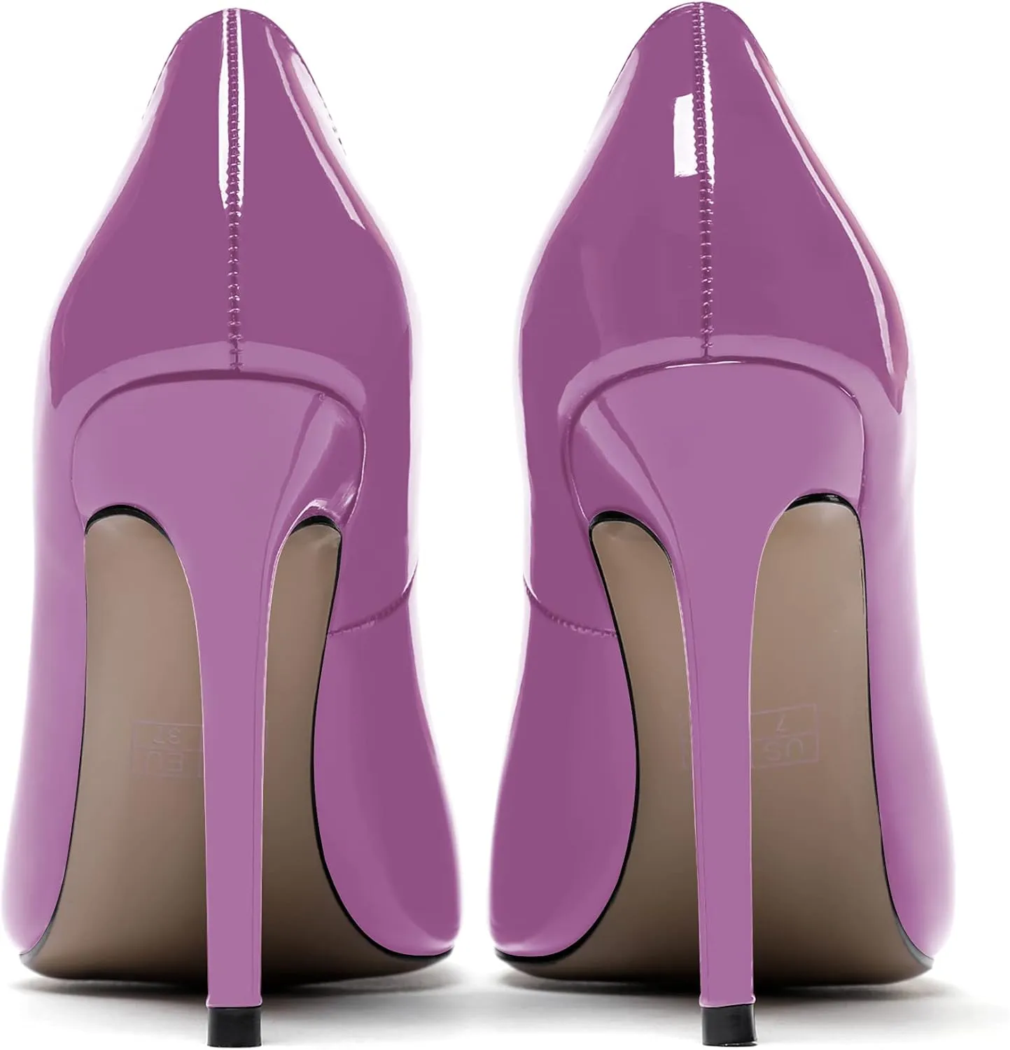 MODENCOCO Women's Solid Patent Leather Slip On Pointed Toe Stiletto High Heel Pump Shoes 4 Inch