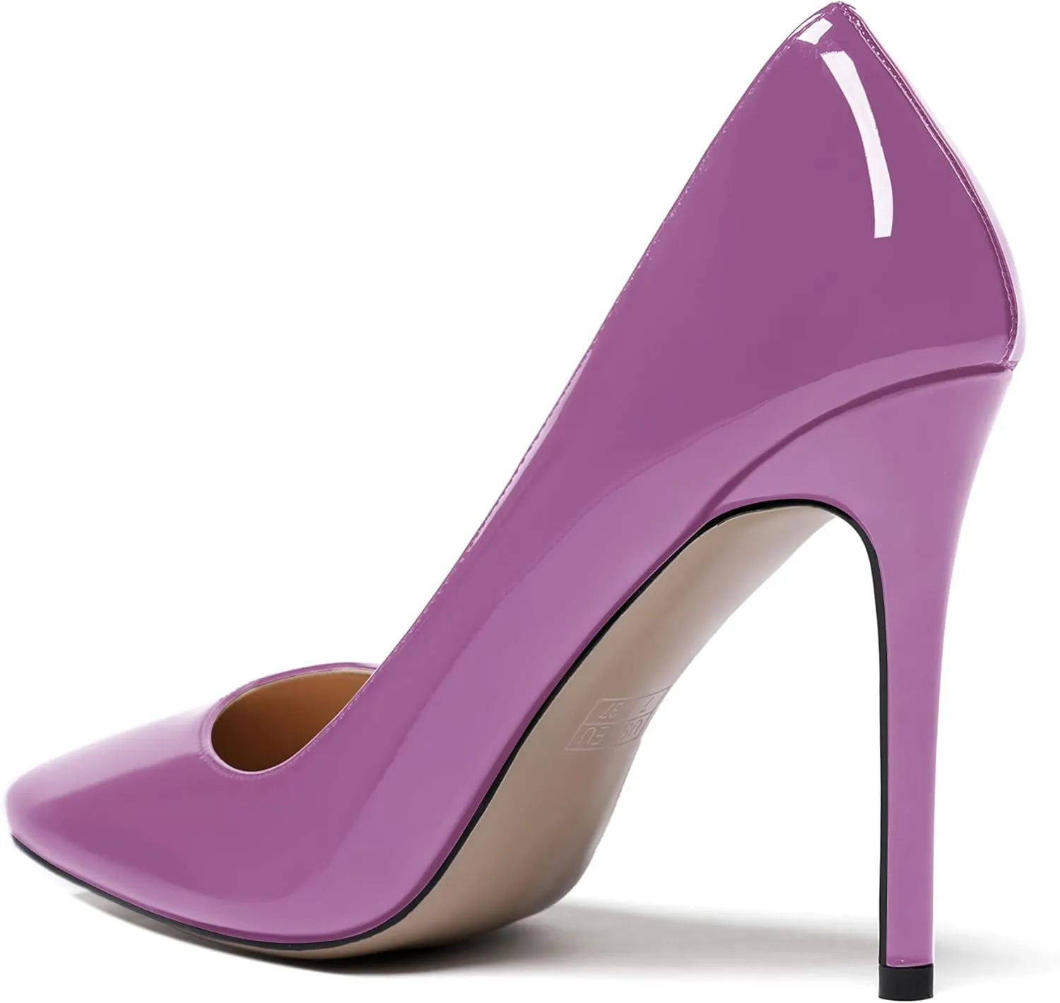 MODENCOCO Women's Solid Patent Leather Slip On Pointed Toe Stiletto High Heel Pump Shoes 4 Inch