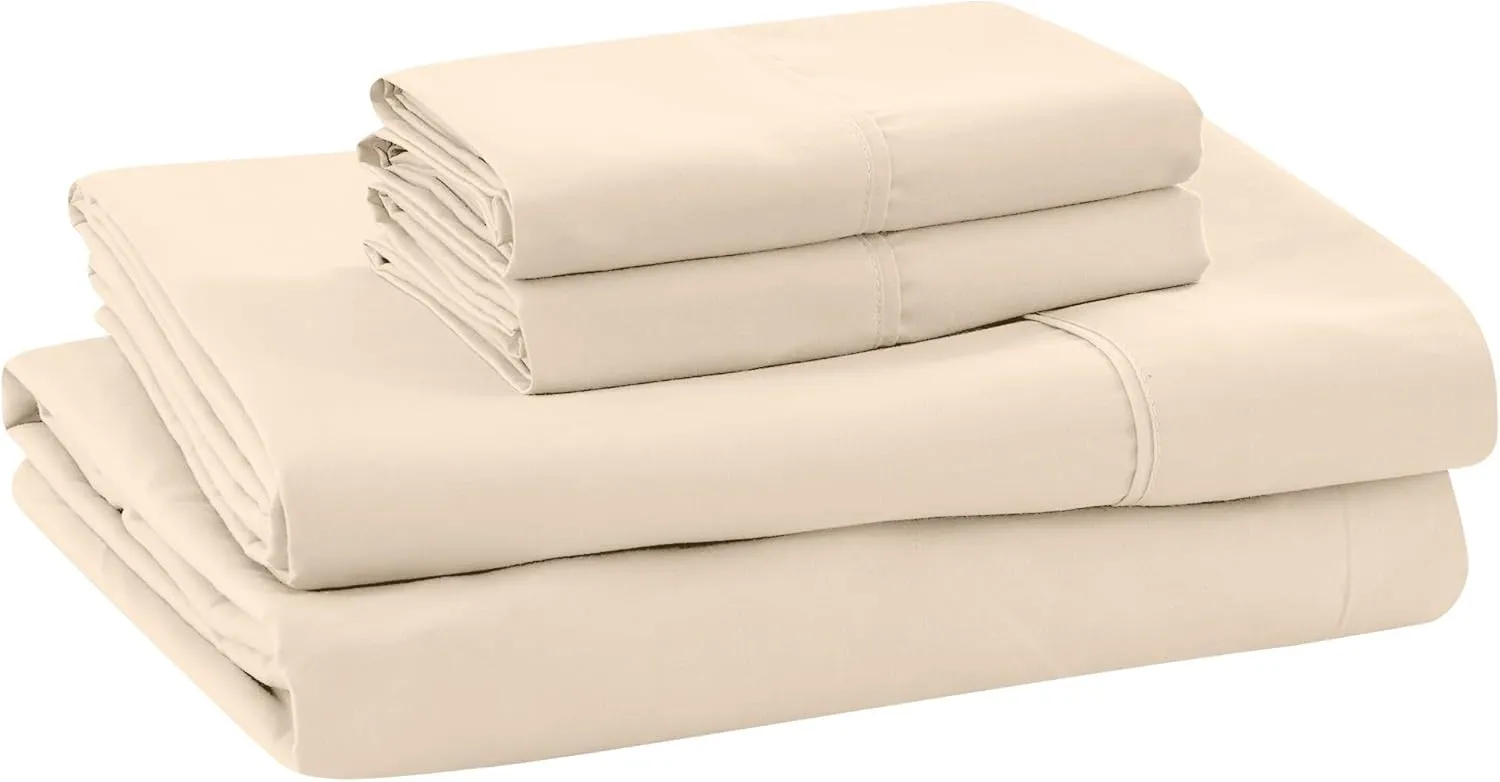 Modern Threads Soft Microfiber Solid Sheets - Luxurious Microfiber Bed Sheets - Includes Flat Sheet, Fitted Sheet with Deep Pockets, & Pillowcases Egg Shell Queen