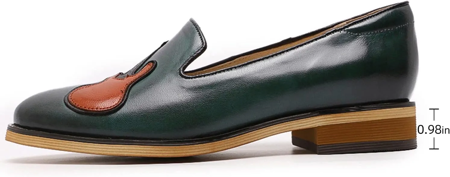 Mona flying Women's Leather Penny Loafers Slip On Flats Office Ladies Casual Shoes