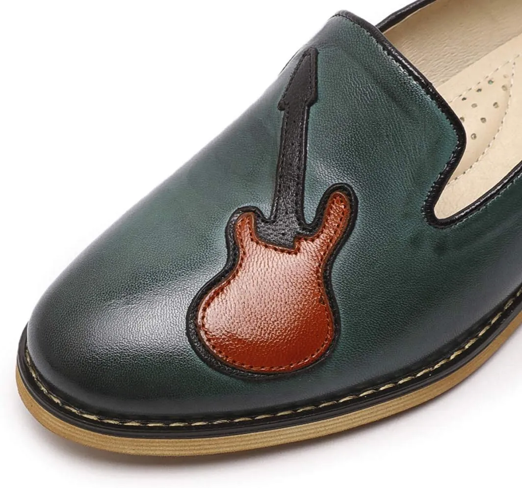 Mona flying Women's Leather Penny Loafers Slip On Flats Office Ladies Casual Shoes