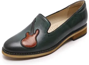 Mona flying Women's Leather Penny Loafers Slip On Flats Office Ladies Casual Shoes
